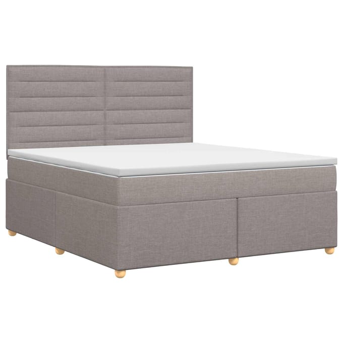 vidaXL - Boxspringbed - met - matras - met - hoofdeinde - Taupe - 140 - x - 200 - cm - Stof
