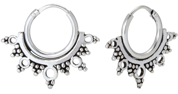 Joy|S - Zilveren Bali antique oorringen - geoxideerd