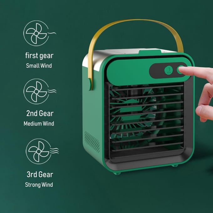 Airconditionerventilator met telefoonhouder Spiegelkoeling Luchtkoeler Luchtbevochtiger 180 ml Ruimtekoeler 3 wit