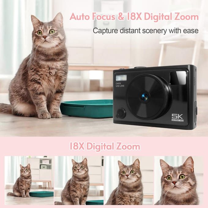 5K Digitale Camera WiFi Digitale Videocamera 72MP Dubbele Lens 2.8 Inch IPS Scherm Autofocus 18X zwart