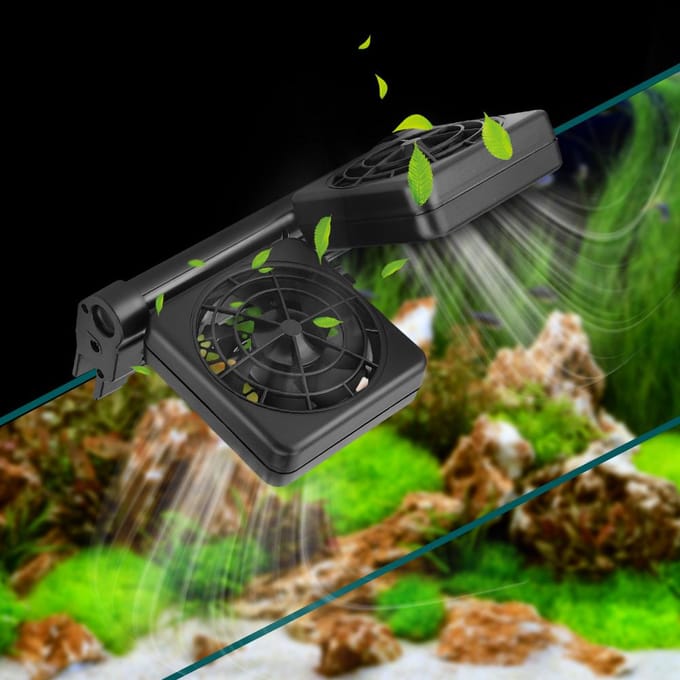 Mini Dubbelkop Verstelbare Vistank Aquarium Koelventilator Hang On Koeler black