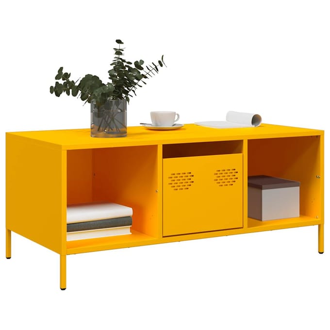 vidaXL - Salontafel - 101,5x50x43,5 - cm - koudgewalst - staal - mosterdgeel
