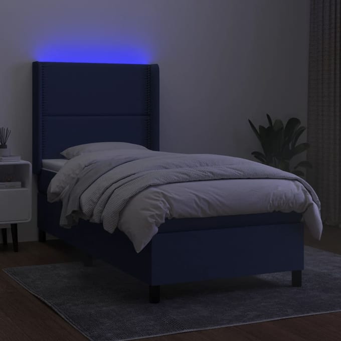 vidaXL - LED - Box - Spring - Bed - met - hoofdeinde - Stof