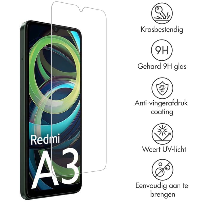 Accezz Screen Protector - Geschikt voor Xiaomi Redmi A3 - Gehard Glas Screenprotector