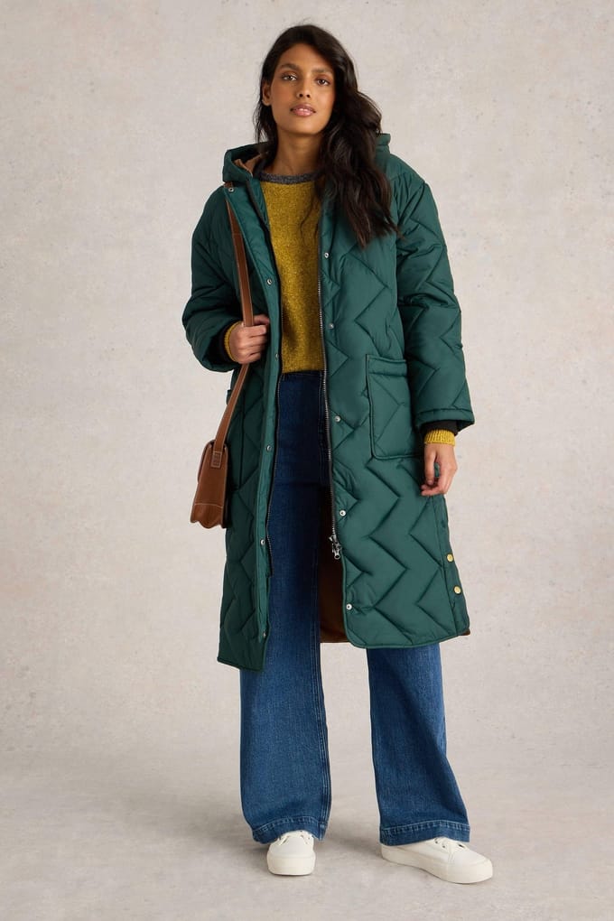 White Stuff Sloane Quilted Coat Dark Green Taglia: 24 REGULAR | Parka Outlet | Donna | Verde