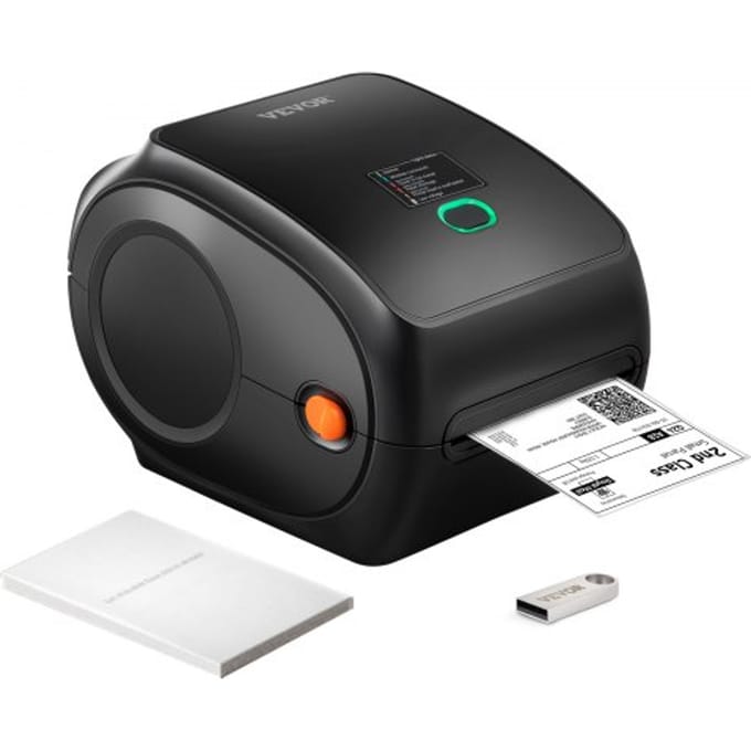 VEVOR Thermische etikettenprinter 300DPI etikettenprinter 3600 etiketten per uur Verzendetikettenprinter Bluetooth/USB Automatische etiketherkenning Windows Mac OS Linux Chromebook