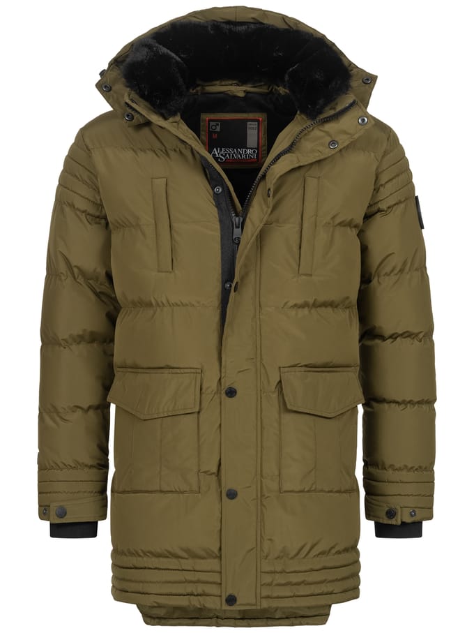 Alessandro Salvarini heren winterjas AS285 met teddyvoering en afneembare capuchon