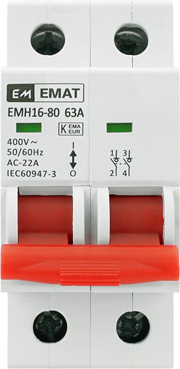 EMAT hoofdschakelaar 63A 1-fase (2P) (85005001)