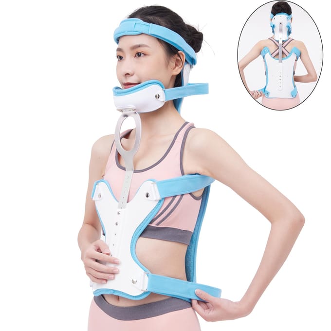 Cervicale Thoracale Orthese Verstelbare Hoofd Nek Borst Orthotics Cervicale Wervel Revalidatie Ondersteuning Stabilisator beige