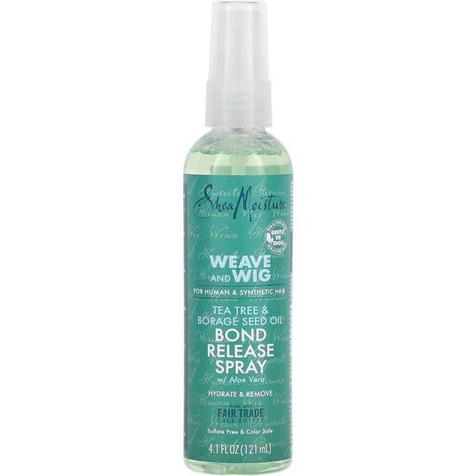 SheaMoisture, Weaves and Wigs, Bond Release Spray, with Aloe Vera, Tea Tree & Borage Seed Oil, 4.1 fl oz (121 ml) white