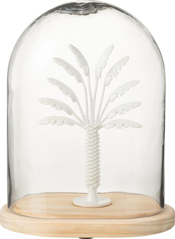 J-Line Decoratieve stolp Palmboom - glas/metaal - wit/naturel - large