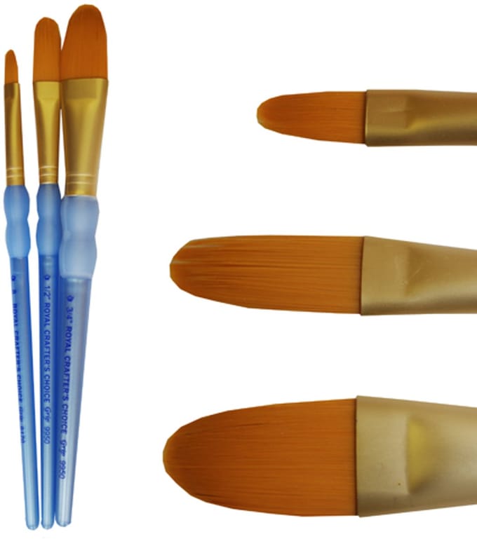 R&L Crafter's Choice Golden Taklon Filbert - 3 Pack