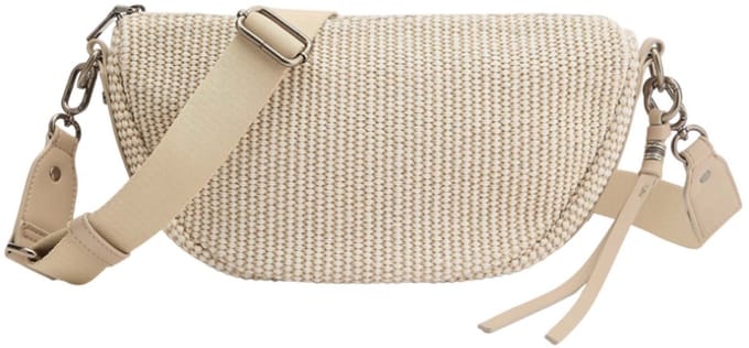FREDsBRUDER Schoudertas City - Beach - Repeat Halfmoon Bag Natural Shades Crème