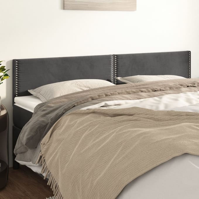 vidaXL - Hoofdborden - 200x5x78/88 - cm - fluweel - donkergrijs