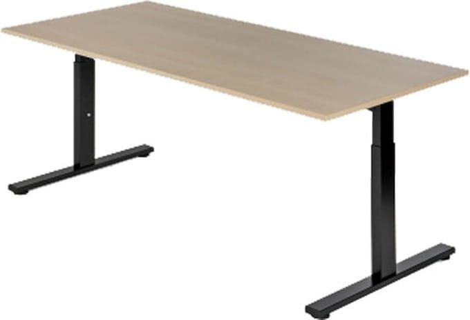 Presto R - Verstelbaar bureau - 120x80 - Eiken Natuur - Zwart frame