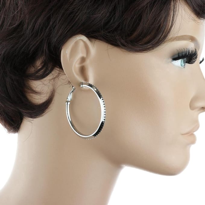 Behave - Oorringen met kartelrand - Trendy zilverkleur - 4,5 cm