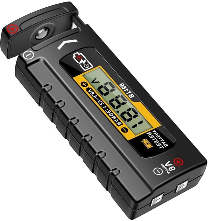 Batterijtester Digitaal - Volt meter - Energie Bewaken - Brede Compatibiliteit - 9.4 cm - Zwart