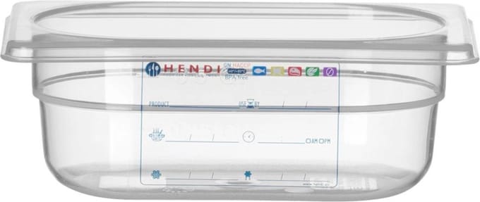 HENDI Gastronorm bak – luchtdicht – transparant – 0,6L – 176x108x65 mm