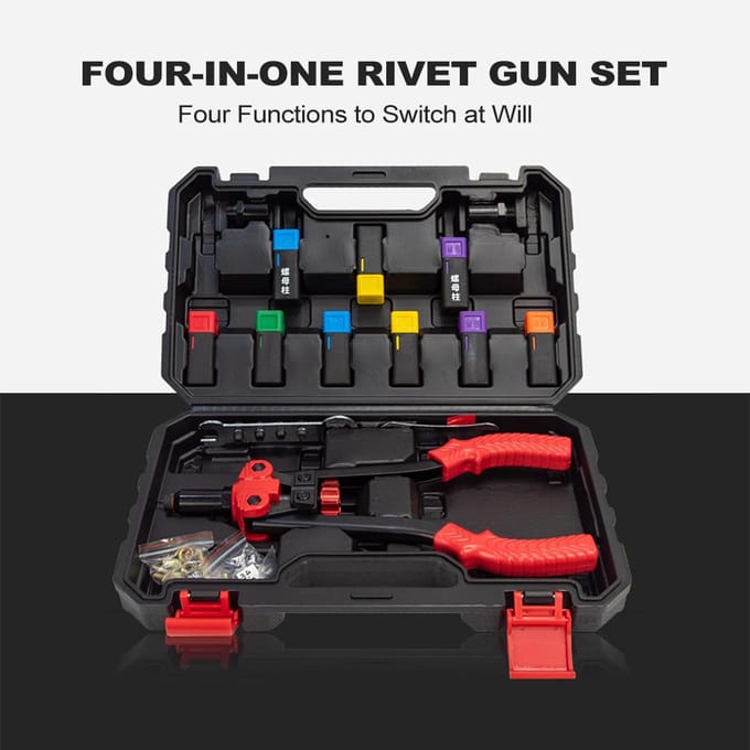 Kit d'outils pour écrous à rivets avec 10 rivets et 10 rivets pour écrous Kit d'assortiment d'écrous à rivets robuste noir