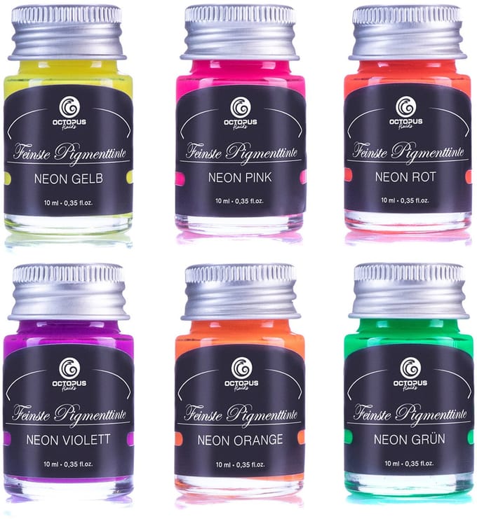Octopus - Write and Draw Ink - Neon Highlighter Inkt Set - 6 x 10 ml