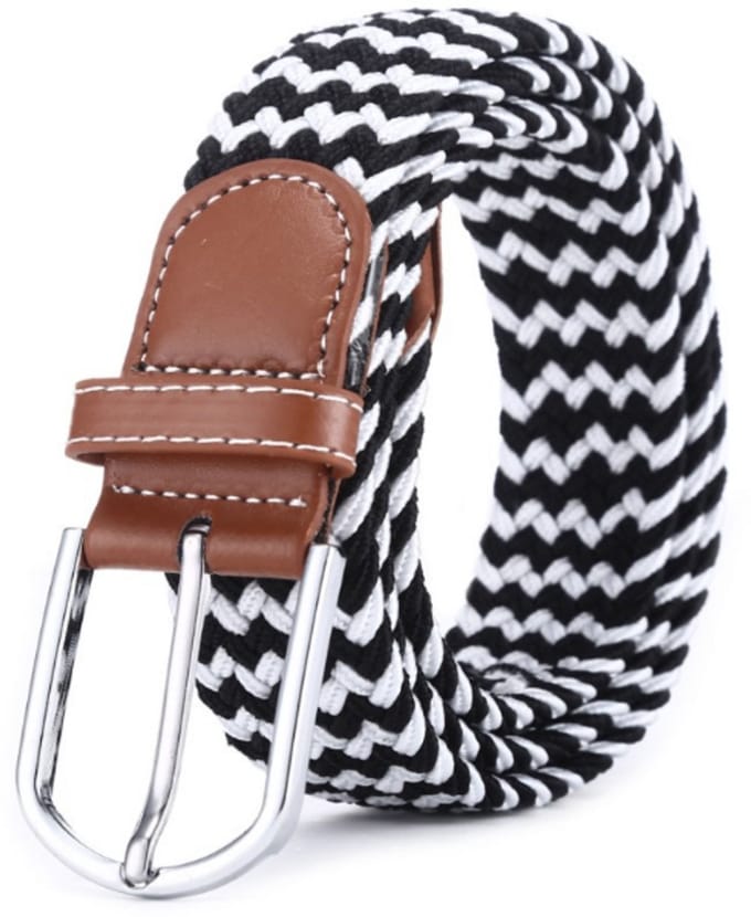 Go Go Gadget - Gevlochten riem - Elastisch - 105/120cm - Zwart/ Wit
