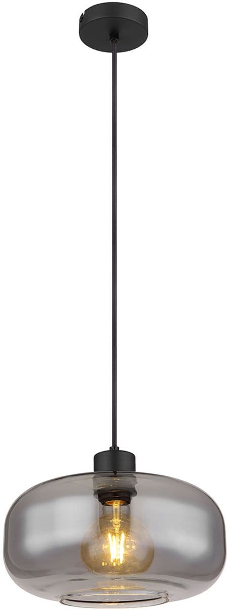 Globo - hanglamp - Giuseppe - zwart - glas smoke glas - Ø 28cm - E27 - 15566H