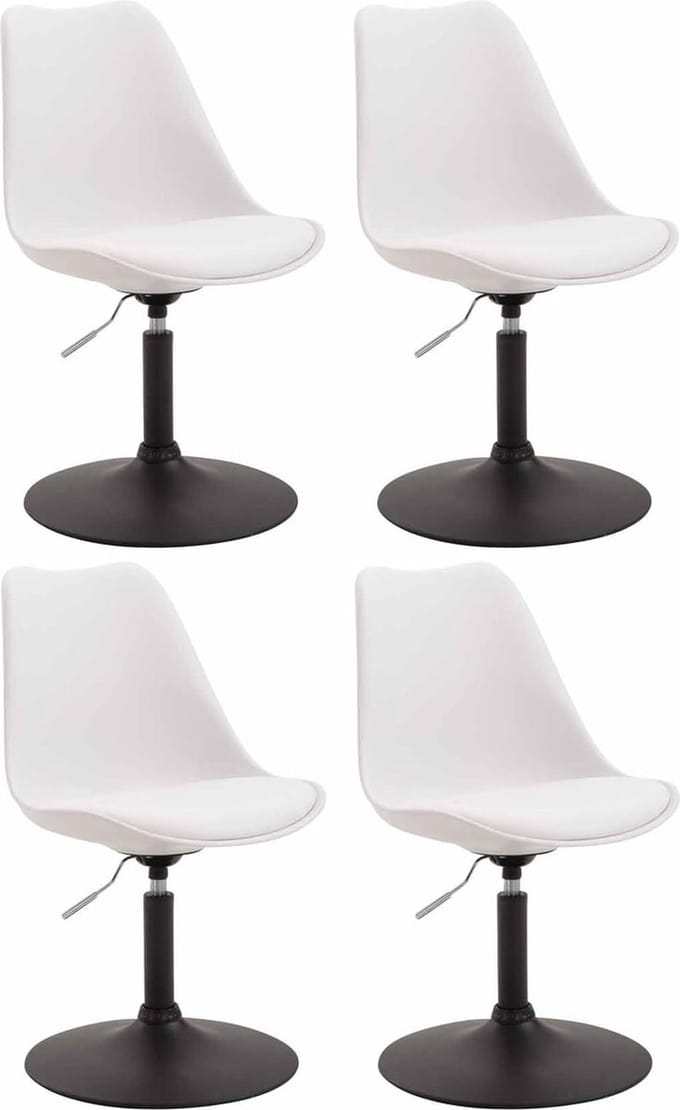 CLP Maverick Set van 4 Eetkamerstoelen - Kunststof wit zwart