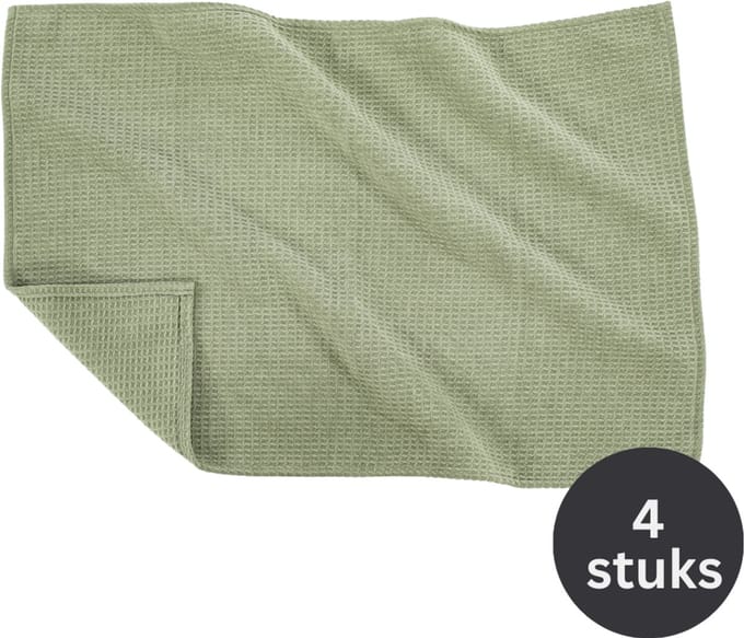 Tiseco - Theedoek SILO - SET/4 - handige ophanglus - 40x60 cm, groen