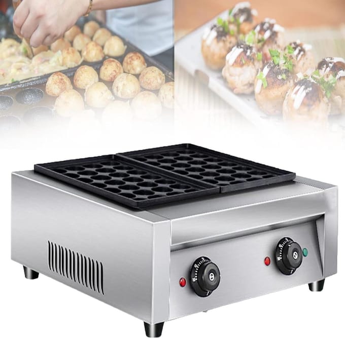 Elektrische Takoyaki Pan - Octopusbal Maker - Snacks Bereiden - 56 Gaten Dubbele Plaat