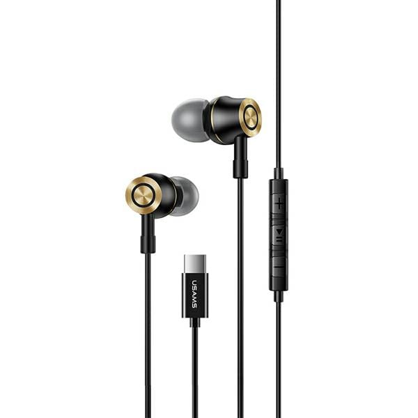 USAMS Metalen In-Ear Oordopjes met USB-C aansluiting - Zwart