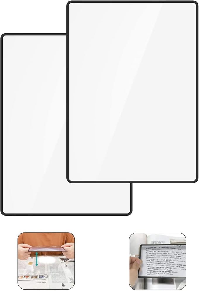 Paginavergrootglas Set van 2 - A4 Formaat - Perfect voor Slechtzienden en Het Lezen van Kleine Teksten