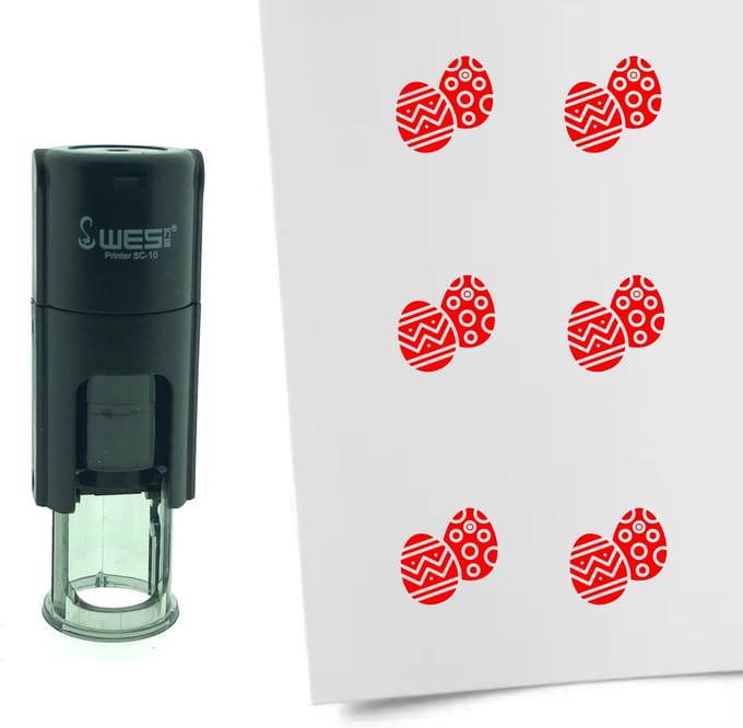 CombiCraft Stempel Paaseieren 10mm rond - rode inkt