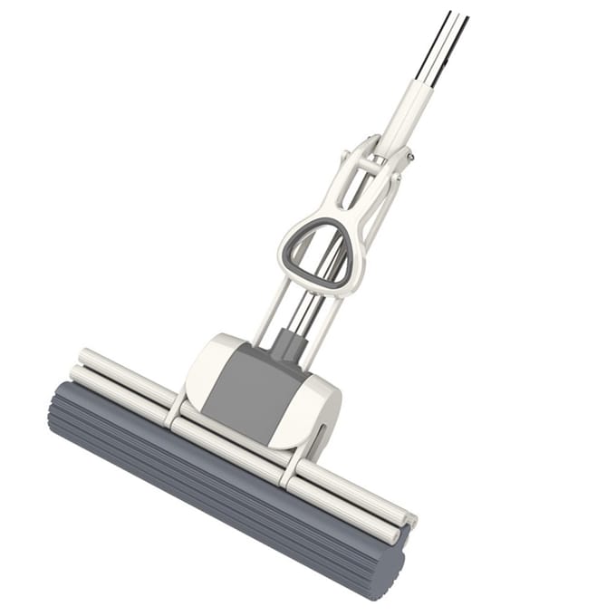 Roller Spons Mop Lichtgewicht Handenvrij Multifunctioneel Knijp Roller Mop voor Thuis white