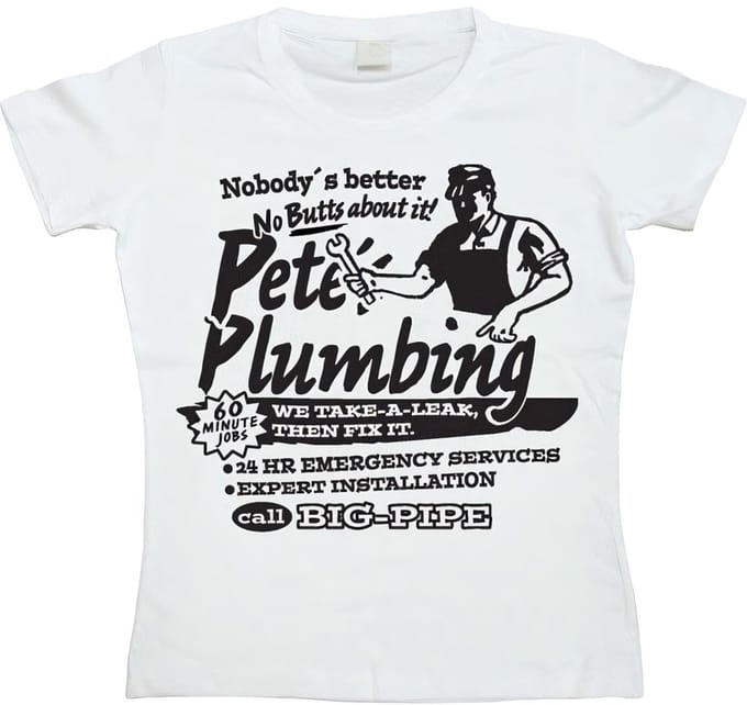 Hybris Petes Plumbing Girly T-shirt voor dames, witite