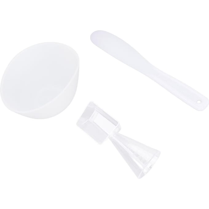 Ensemble 3 pièces Bol Spatule Masque Visage Cuillère à Mesurer Silicone Souple Lavable Réutilisable Soin de la Peau Masque d'Argile white