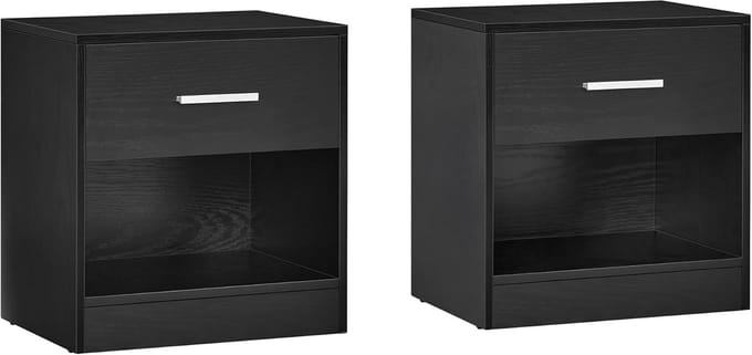 Set van 2 Nachttafels met Lade en Open Vak - Modern Design voor Slaapkamer en Woonkamer