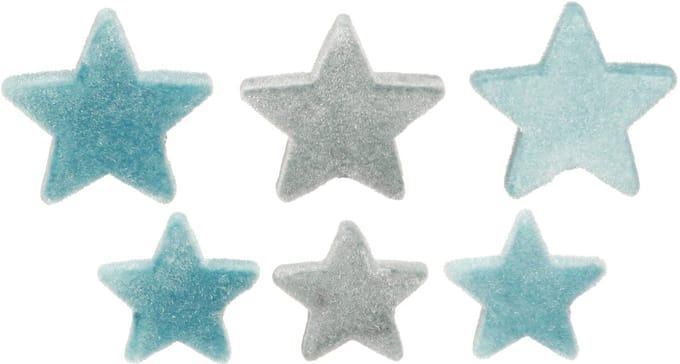 Decoratieve sterren flocked scatter decoratie blauw Ø4/5cm 40 stuks, 4