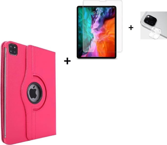 Geschikt voor iPad Pro 11 2021 Hoesje + iPad Pro 11 2021 Screenprotector + iPad Pro 11 2021 Camera Lens Protector - 11 inch - Tablet Cover Case Roze + Screenprotector + Camera Lens Protector