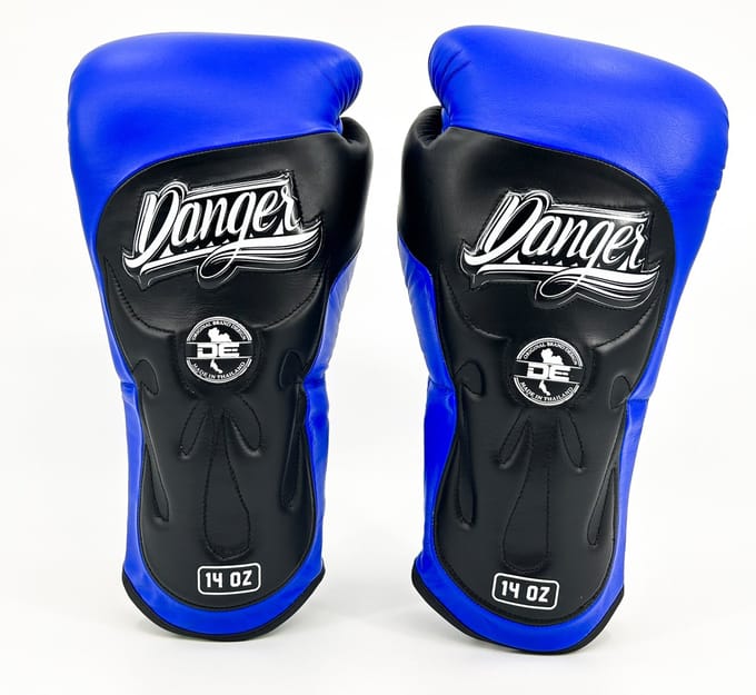 Danger Ultimate Fighter Bokshandschoenen - Echt Leer - Blauw/Zwart 16 oz