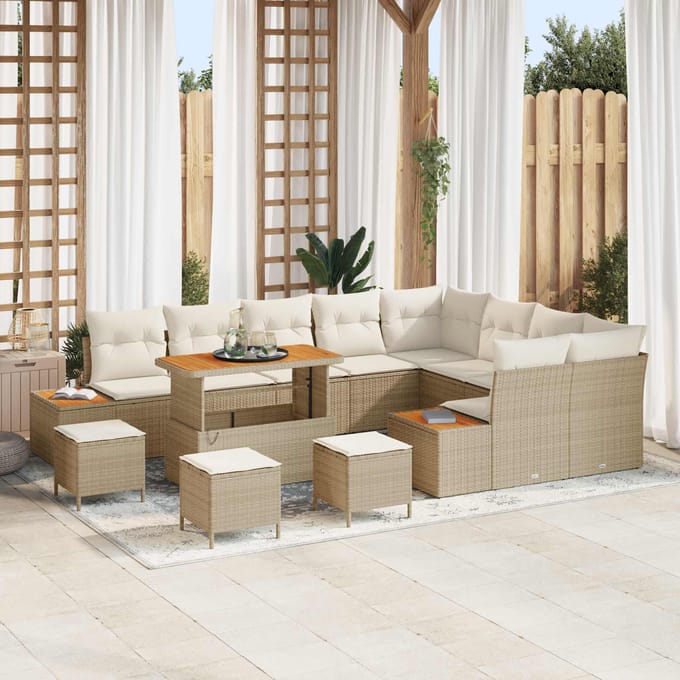 vidaXL - Tuinbank - Set - 13 - st - 12-Aantal - zitplaatsen - Beige - en - Crème