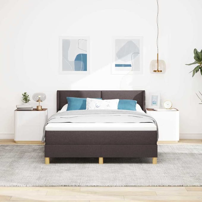 vidaXL - Boxspring - bed - met - hoofdeinde - Donkerbruin - 190 - x - 140 - cm - Stof