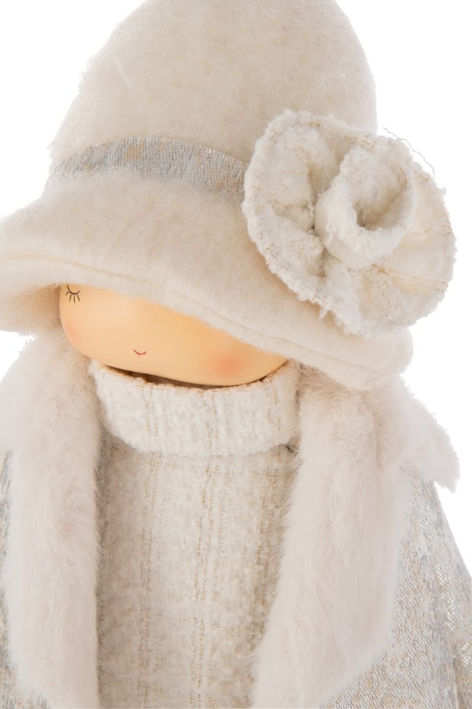 J-Line figuur Meisje + Tas - polyresin - wit - large