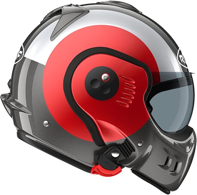 Roof Boxer V8 Alpha Focus Red Silver - Systeemhelm - Maat S - Boxer helm - Motorhelm - ECE 22-06 gekeurd