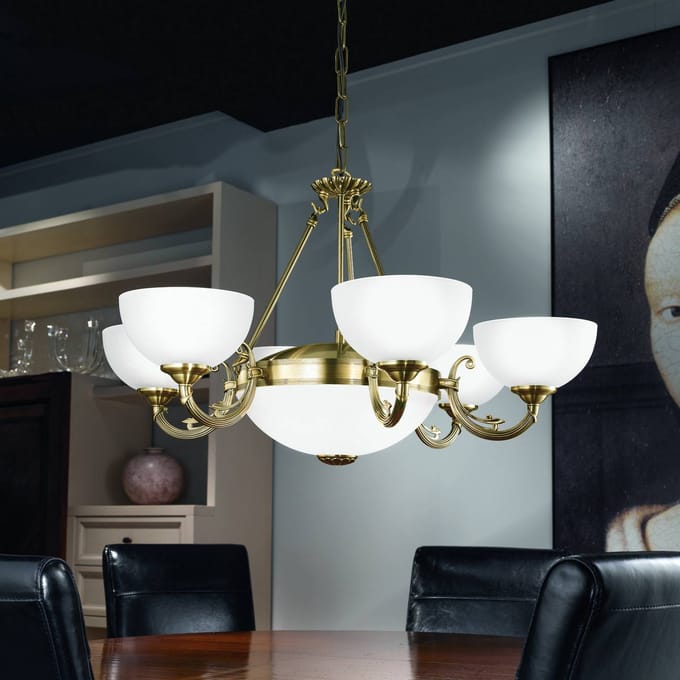 EGLO Savoy - Hanglamp - 6 Lichts - Ø740mm. - Brons - Wit