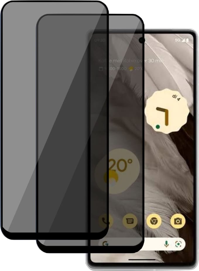 2x Privé Screenprotector geschikt voor Google Pixel 7a - Privé Beschermglas - Privacy Proteqt+