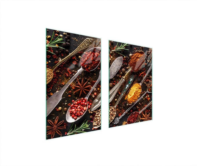 TMK ArtDeko - Snijplank - 65x52cm - Glas - Motief: Przyprawy