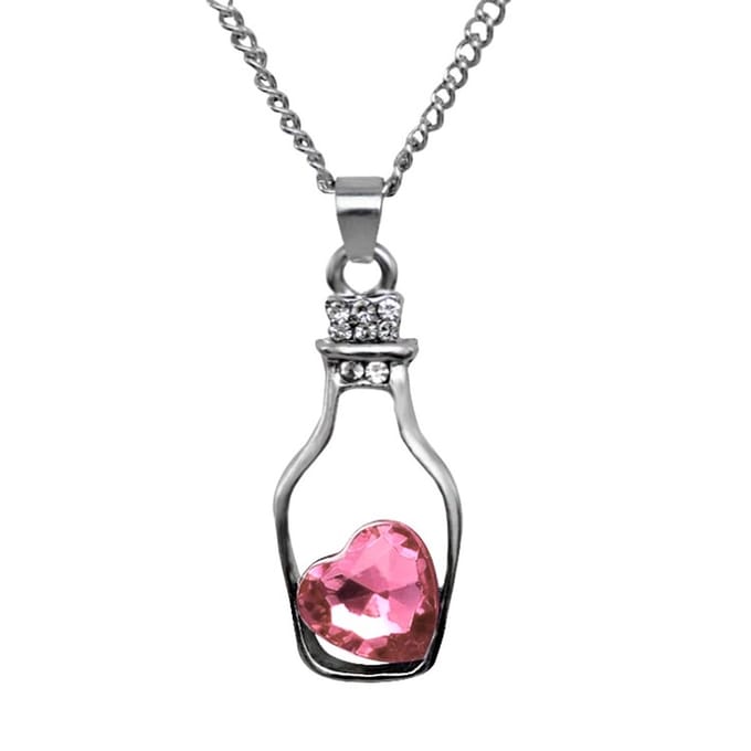 Fako Bijoux® - Ketting - Fles Met Hart - Roze