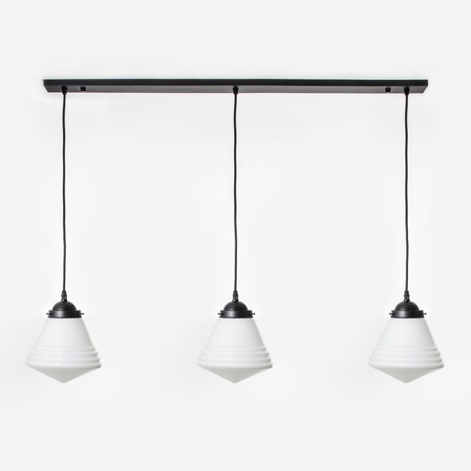 3 x Luxe School Small lampen aan plafondbalk Moonlight - Art Deco Trade