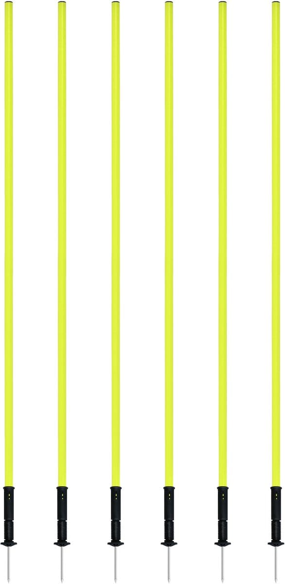 Slalomstangen Set - Trainingsstokken - Behendigheidstraining - Veerbelaste basis - 6 stuks 150 cm - Geel