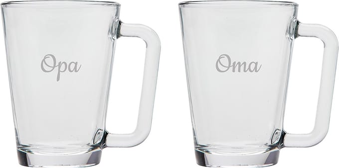Gegraveerde theeglas 26cl Opa & Oma